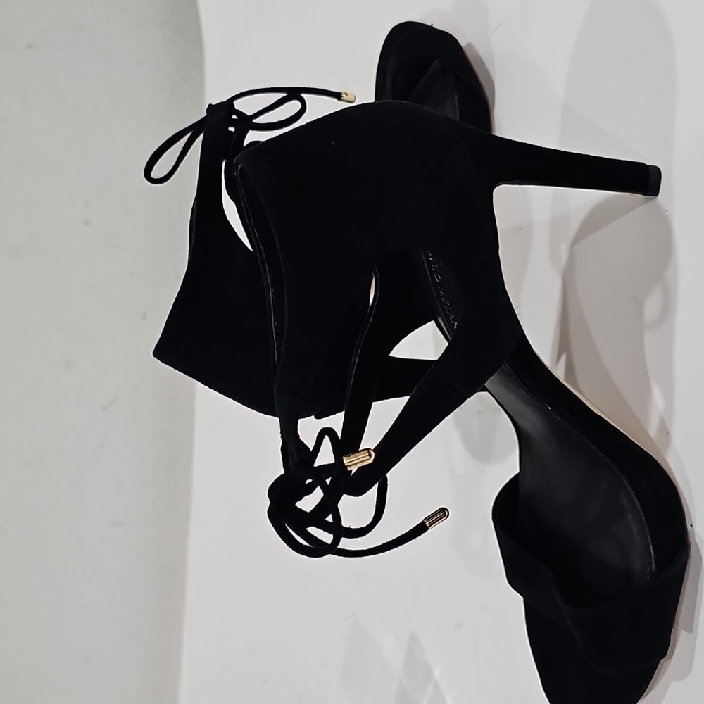 Antonio Melani Black Leather Suede  Dressy High Heels Size 7M - Picture 6 of 12